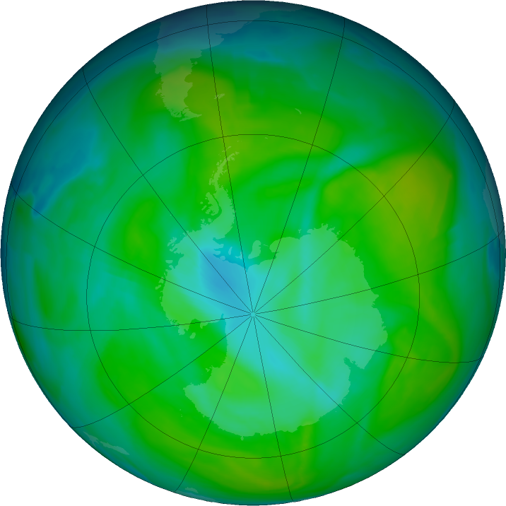 Antarctic ozone map for 22 December 2017
